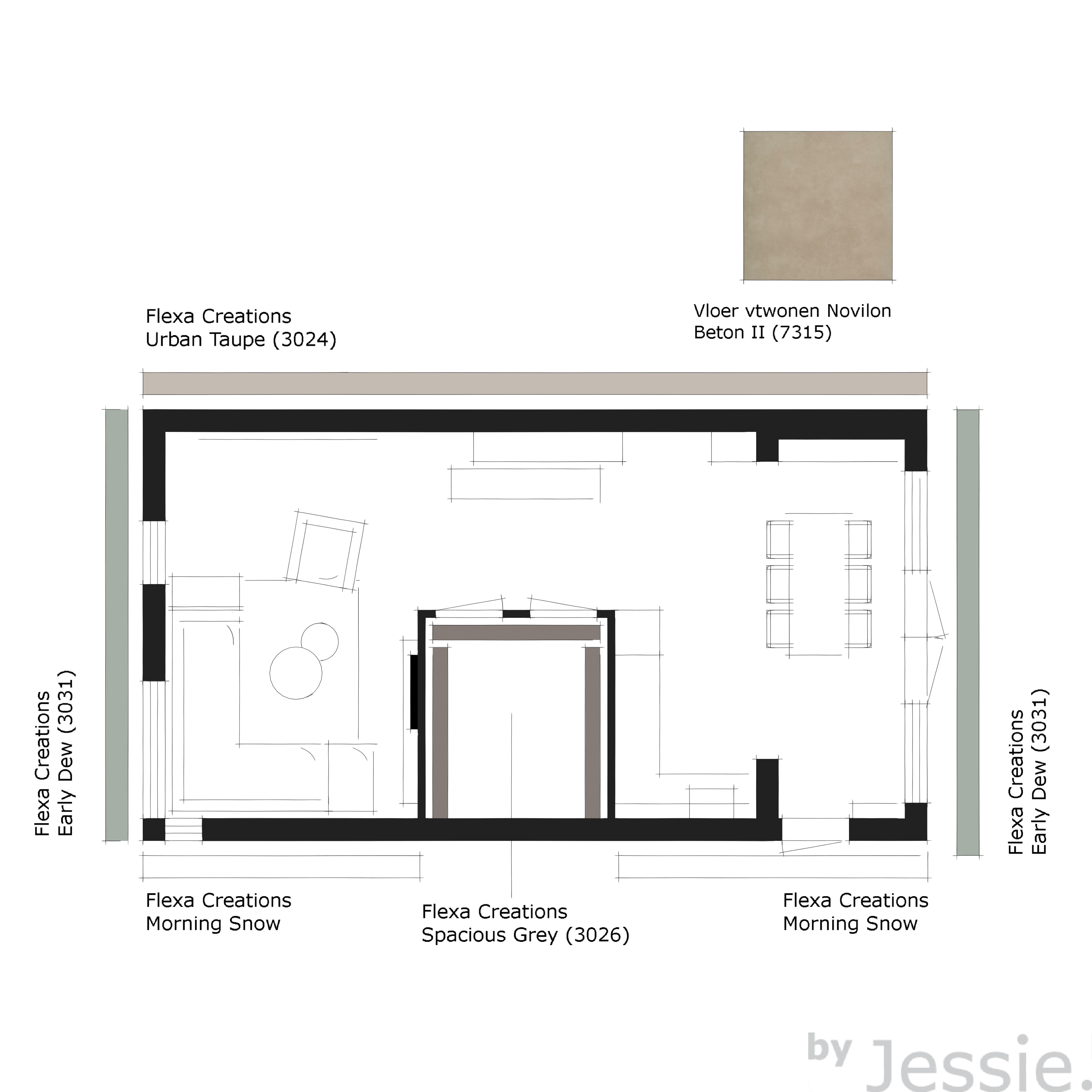 Portfolio byJessie. Woonhuis Aalten Kleurenplan